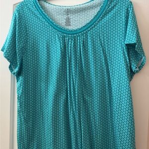 3/$10 Plus Size Teal Patterned Women's Top